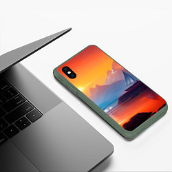 Чехол iPhone XS Max матовый Парус на закате, цвет: 3D-темно-зеленый — фото 2