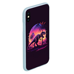 Чехол iPhone XS Max матовый Retrowave Trex, цвет: 3D-голубой — фото 2