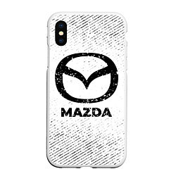 Чехол iPhone XS Max матовый Mazda с потертостями на светлом фоне, цвет: 3D-белый