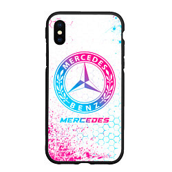 Чехол iPhone XS Max матовый Mercedes neon gradient style