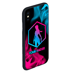 Чехол iPhone XS Max матовый Tomb Raider - neon gradient, цвет: 3D-черный — фото 2