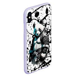 Чехол iPhone XS Max матовый Panda samurai on the background of blots, цвет: 3D-светло-сиреневый — фото 2