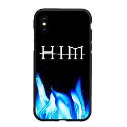 Чехол iPhone XS Max матовый HIM blue fire