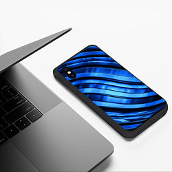 Чехол iPhone XS Max матовый Темно-синий металлик, цвет: 3D-черный — фото 2