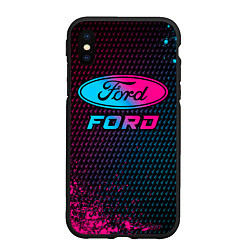 Чехол iPhone XS Max матовый Ford - neon gradient