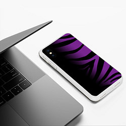 Чехол iPhone XS Max матовый Фиолетовый с черными полосками зебры, цвет: 3D-белый — фото 2