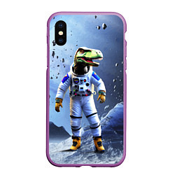 Чехол iPhone XS Max матовый Тираннозавр-космонавт, цвет: 3D-фиолетовый