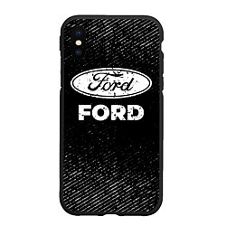 Чехол iPhone XS Max матовый Ford с потертостями на темном фоне