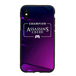 Чехол iPhone XS Max матовый Assassins Creed gaming champion: рамка с лого и дж, цвет: 3D-черный