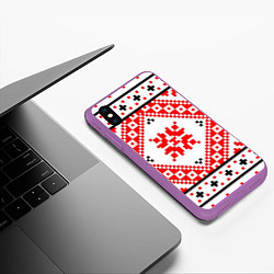 Чехол iPhone XS Max матовый Удмуртский стиль, цвет: 3D-фиолетовый — фото 2