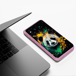 Чехол iPhone XS Max матовый Панда в желтом и зеленом - нейронная сеть, цвет: 3D-розовый — фото 2