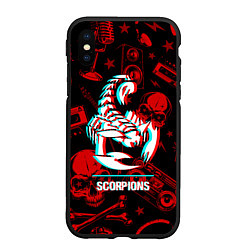 Чехол iPhone XS Max матовый Scorpions rock glitch