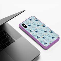 Чехол iPhone XS Max матовый Японский паттерн с журавлем, цвет: 3D-фиолетовый — фото 2