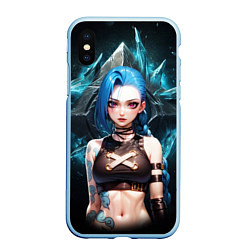 Чехол iPhone XS Max матовый Jinx arcane league of legends, цвет: 3D-голубой