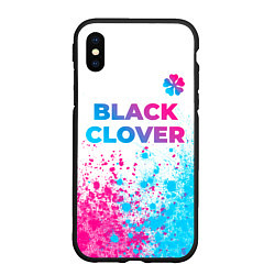 Чехол iPhone XS Max матовый Black Clover neon gradient style: символ сверху, цвет: 3D-черный