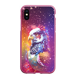 Чехол iPhone XS Max матовый Fantastic bird and starry space, цвет: 3D-малиновый