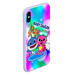 Чехол iPhone XS Max матовый Baby Shark in bubbles, цвет: 3D-светло-сиреневый — фото 2