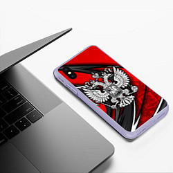 Чехол iPhone XS Max матовый Герб РФ - красная органика, цвет: 3D-светло-сиреневый — фото 2