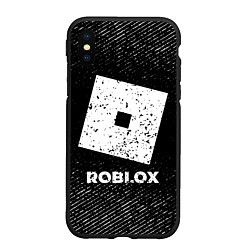 Чехол iPhone XS Max матовый Roblox с потертостями на темном фоне, цвет: 3D-черный