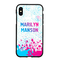 Чехол iPhone XS Max матовый Marilyn Manson neon gradient style: символ сверху, цвет: 3D-черный