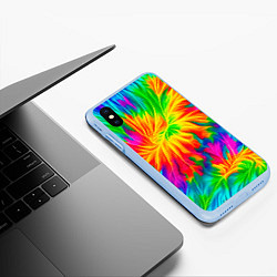 Чехол iPhone XS Max матовый Тай-дай кислотные краски, цвет: 3D-голубой — фото 2