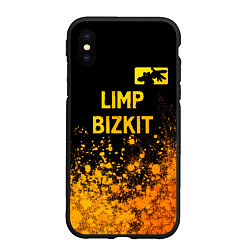 Чехол iPhone XS Max матовый Limp Bizkit - gold gradient: символ сверху