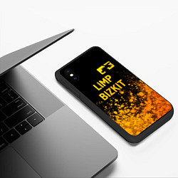 Чехол iPhone XS Max матовый Limp Bizkit - gold gradient: символ сверху, цвет: 3D-черный — фото 2