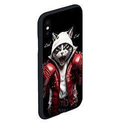 Чехол iPhone XS Max матовый Cool fighting cat, цвет: 3D-черный — фото 2