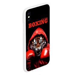 Чехол iPhone XS Max матовый Boxing tiger, цвет: 3D-белый — фото 2