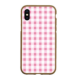 Чехол iPhone XS Max матовый Барби-розовый: клетка, цвет: 3D-коричневый