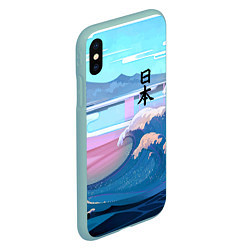 Чехол iPhone XS Max матовый Japan - landscape - waves, цвет: 3D-мятный — фото 2