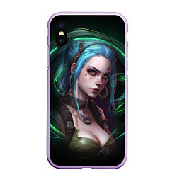 Чехол iPhone XS Max матовый Jinx art Arcane League of Legends, цвет: 3D-сиреневый