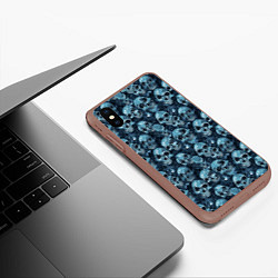 Чехол iPhone XS Max матовый Синие черепа, цвет: 3D-коричневый — фото 2