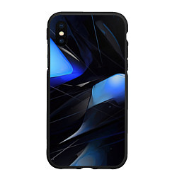 Чехол iPhone XS Max матовый Black blue elements