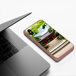 Чехол iPhone XS Max матовый Японский храм синто, цвет: 3D-коричневый — фото 2