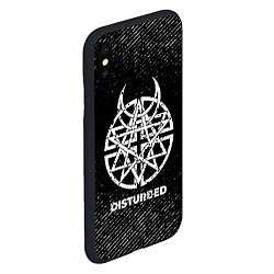 Чехол iPhone XS Max матовый Disturbed с потертостями на темном фоне, цвет: 3D-черный — фото 2