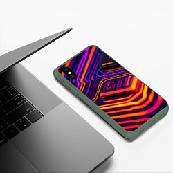 Чехол iPhone XS Max матовый Микрочип, цвет: 3D-темно-зеленый — фото 2