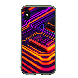 Чехол iPhone XS Max матовый Микрочип, цвет: 3D-темно-зеленый