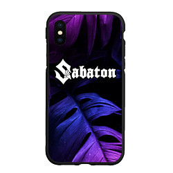 Чехол iPhone XS Max матовый Sabaton neon monstera