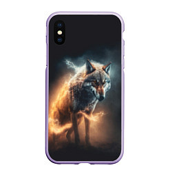 Чехол iPhone XS Max матовый Стихия волка, цвет: 3D-светло-сиреневый