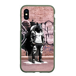 Чехол iPhone XS Max матовый Dude capybara - Bronx - graffiti, цвет: 3D-темно-зеленый