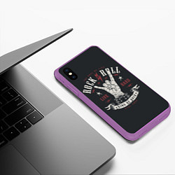 Чехол iPhone XS Max матовый Rock and roll - жест козы, цвет: 3D-фиолетовый — фото 2