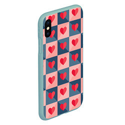 Чехол iPhone XS Max матовый Pettern hearts, цвет: 3D-мятный — фото 2