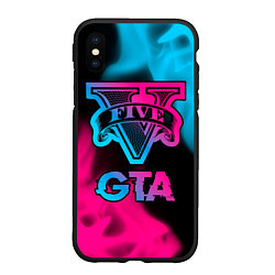 Чехол iPhone XS Max матовый GTA - neon gradient