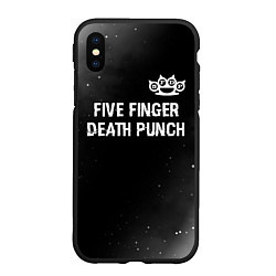 Чехол iPhone XS Max матовый Five Finger Death Punch glitch на темном фоне: сим