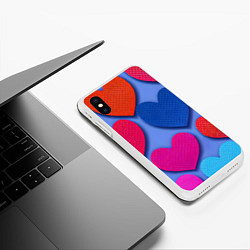 Чехол iPhone XS Max матовый Паттерн сердечки, цвет: 3D-белый — фото 2