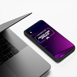 Чехол iPhone XS Max матовый Need for Speed gaming champion: рамка с лого и джо, цвет: 3D-черный — фото 2