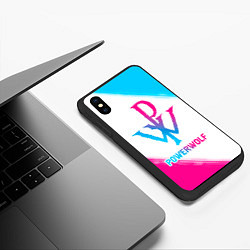 Чехол iPhone XS Max матовый Powerwolf neon gradient style, цвет: 3D-черный — фото 2