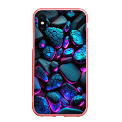Чехол iPhone XS Max матовый Неоновые камни, цвет: 3D-баблгам