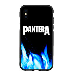 Чехол iPhone XS Max матовый Pantera blue fire, цвет: 3D-черный